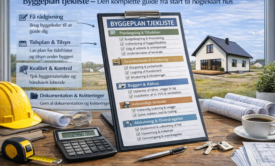 Byggeplan tjekliste – Den komplette guide fra start til nøgleklar hus