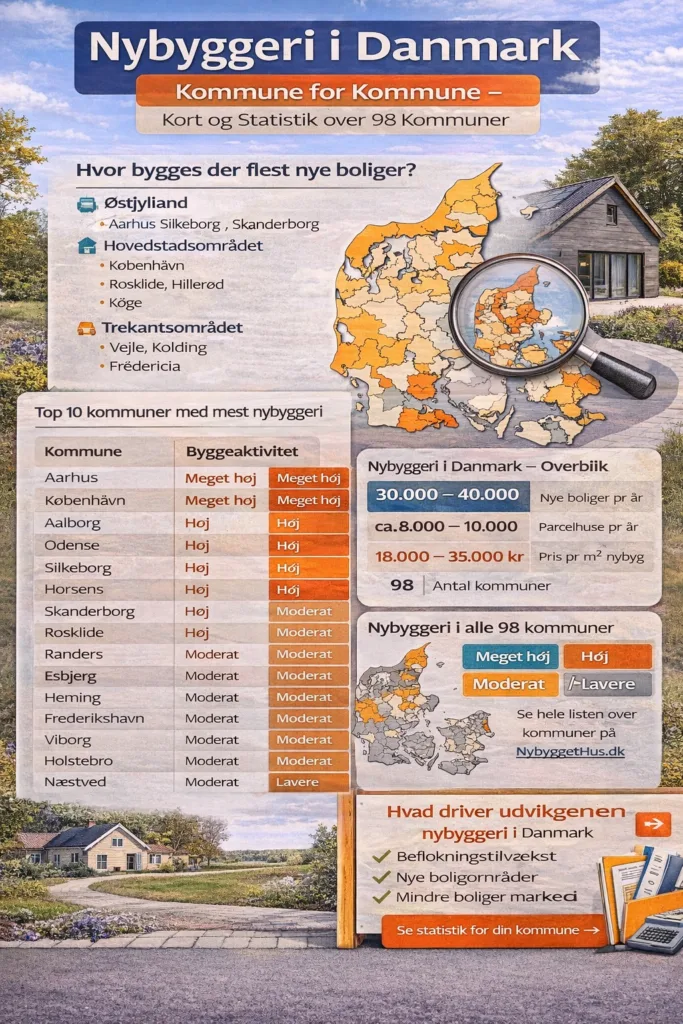 Nybyggeri i Danmark kommune for kommune